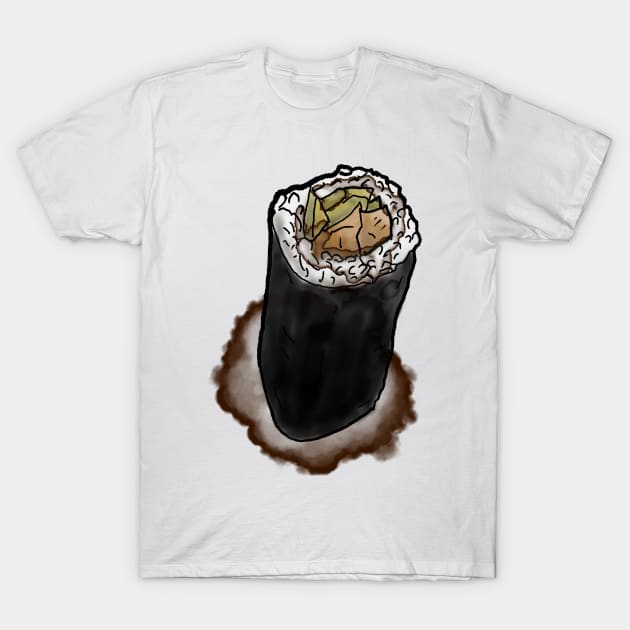 Soy Sauce spill - Sushi roll - watercolour T-Shirt by DopamineDumpster